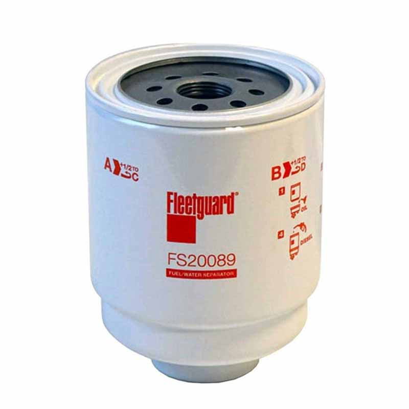 A Fleetguard fuel water separator for a Dodge Cummins 6.7L diesel engine.