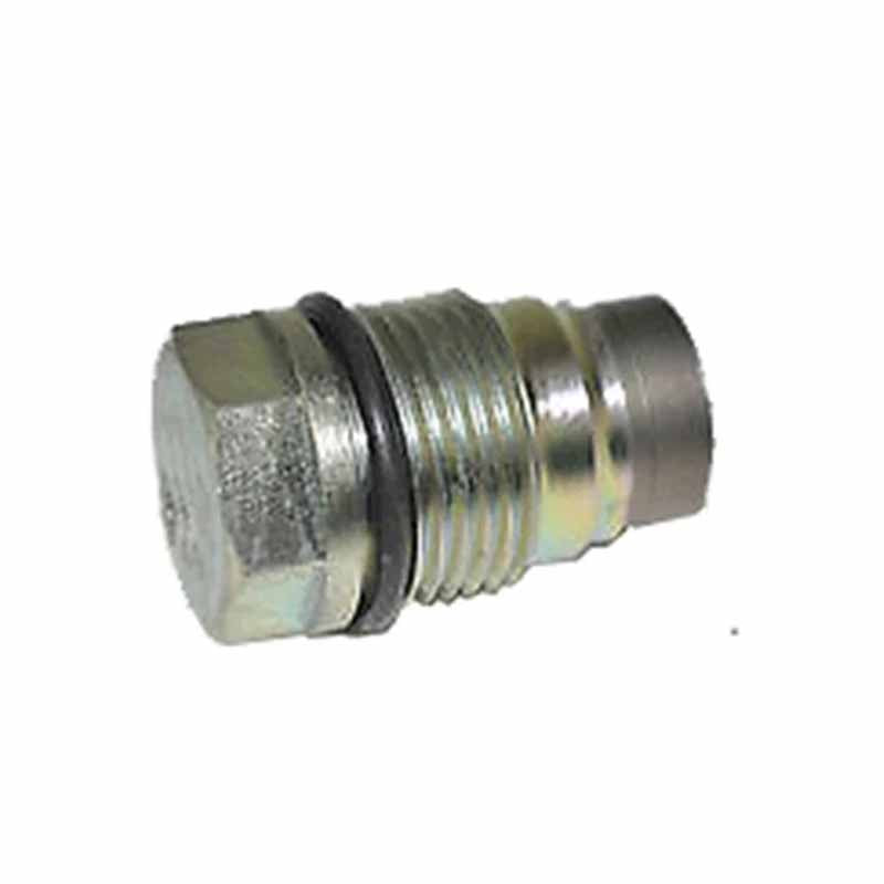 A metal pressure relief valve with a silver finish, typically used in diesel engines.